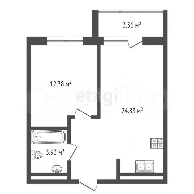 1-к. квартира, 44,6 м, 5/10 эт. - Фото 0
