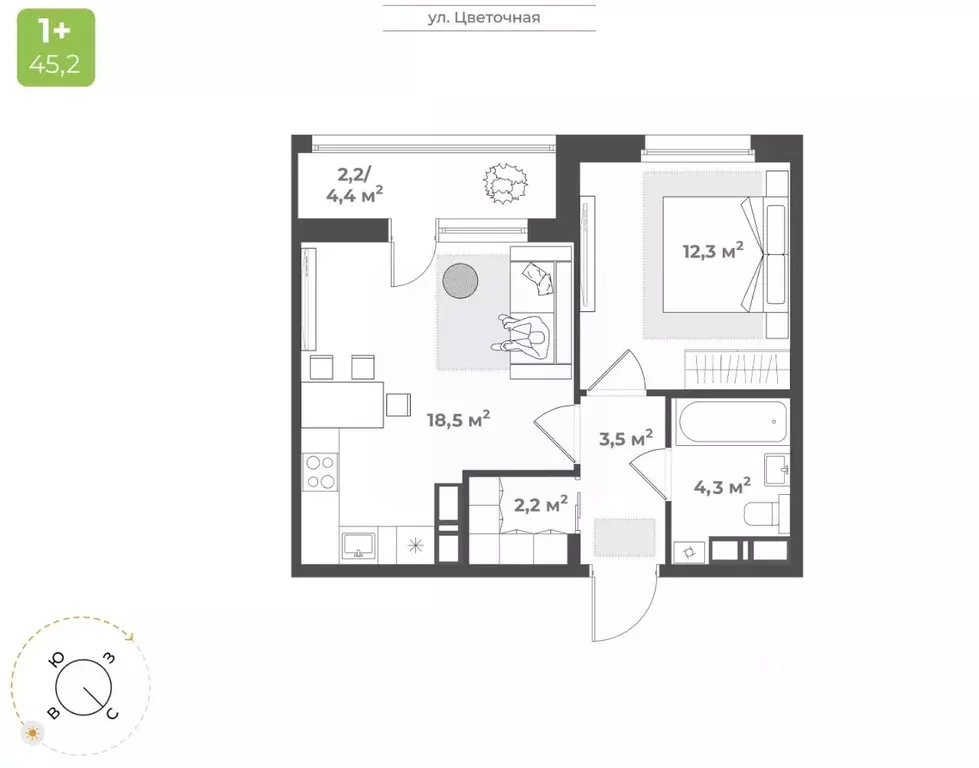1-к кв. Тверская область, Тверь Соминка мкр,  (43.0 м) - Фото 1