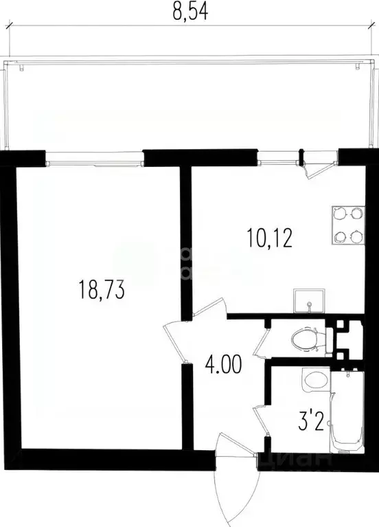 1-к кв. Санкт-Петербург просп. Космонавтов, 65к12 (37.0 м) - Фото 2