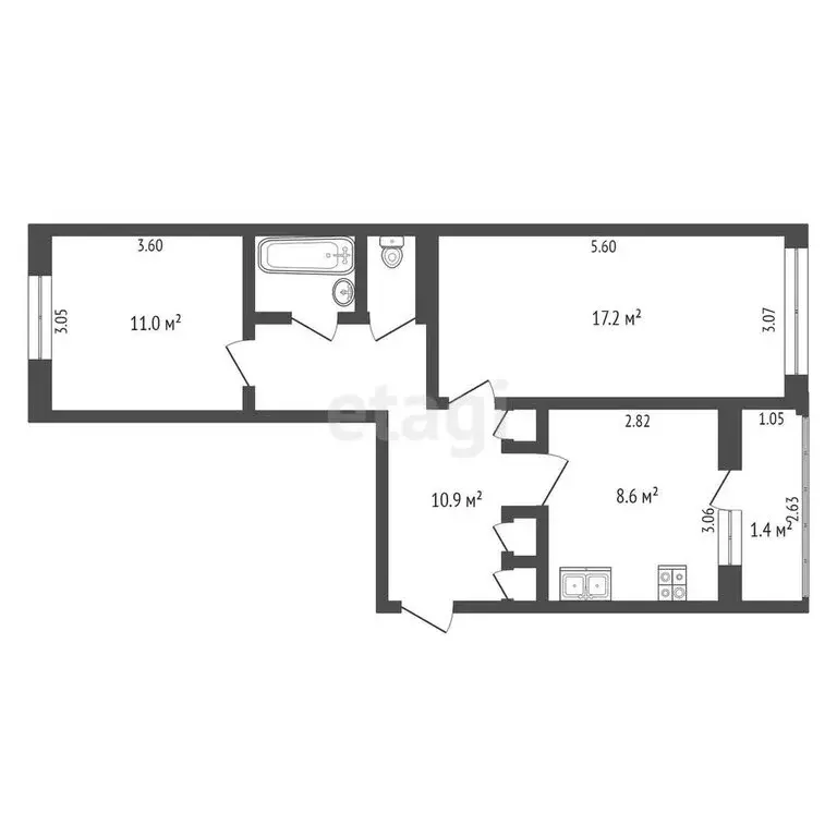 2-комнатная квартира: Печоры, Юбилейная улица, 9 (50.3 м) - Фото 1