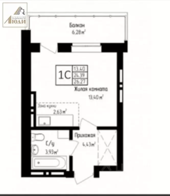 Студия Новосибирская область, Новосибирск Аэропорт мкр,  (24.0 м) - Фото 2