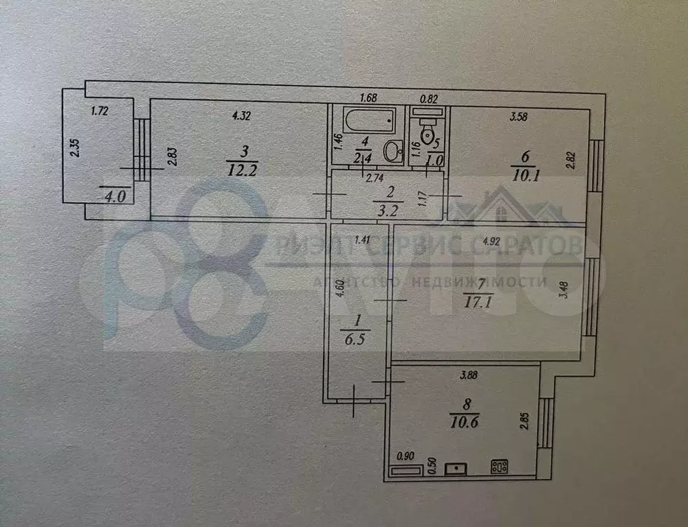 3-к. квартира, 63,1 м, 7/9 эт. - Фото 0