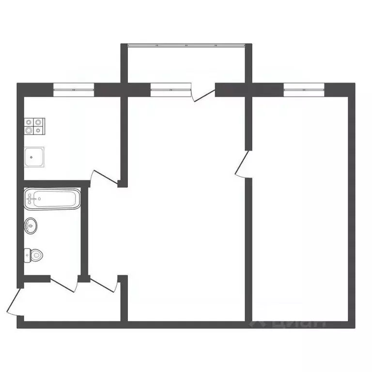 2-к кв. Тульская область, Узловая ул. Горького, 37 (43.0 м) - Фото 2