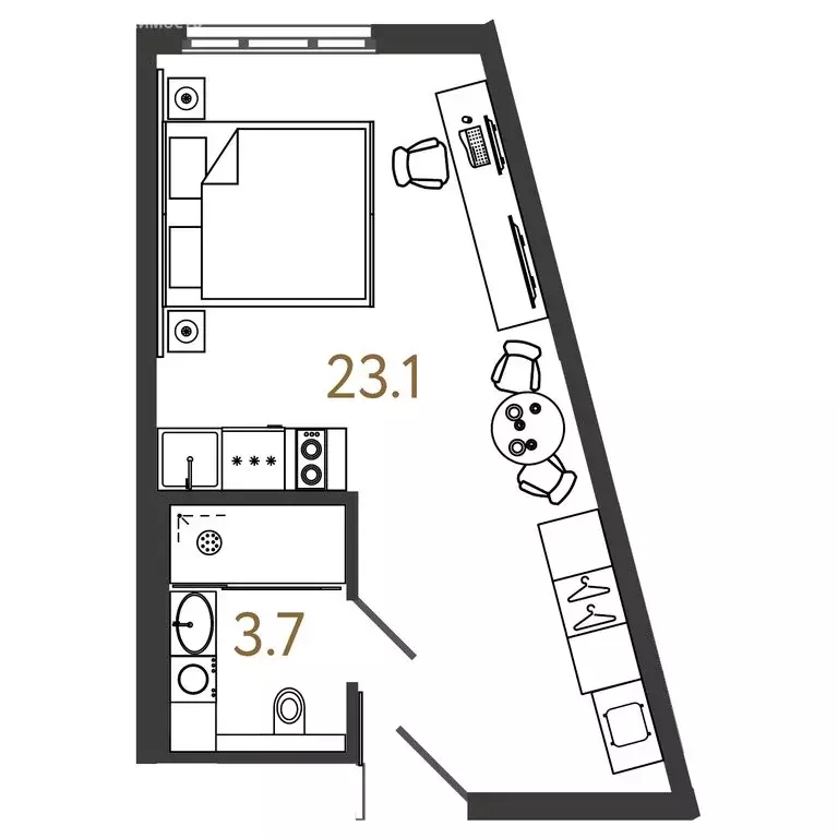 Квартира-студия: Санкт-Петербург, Ташкентская улица, 6к2 (26.8 м) - Фото 0