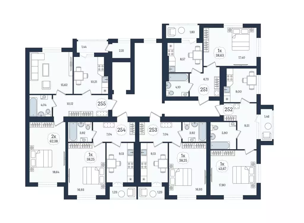 2-комнатная квартира: Калининградская область, Зеленоградск (62.38 м) - Фото 1