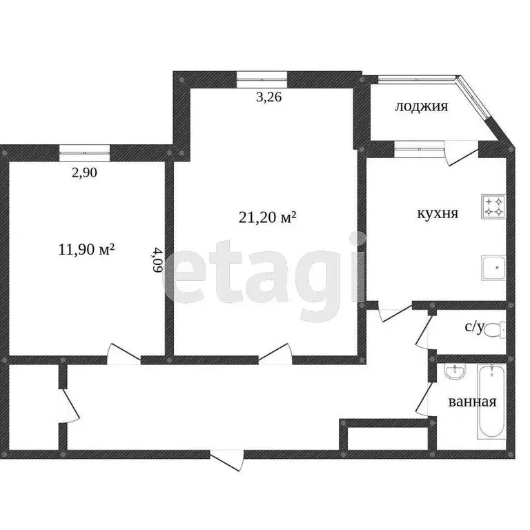 2-комнатная квартира: Тобольск, микрорайон 7А, 7 (51.3 м) - Фото 0