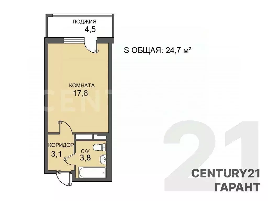 Студия Санкт-Петербург просп. Ветеранов, 202 (24.7 м) - Фото 0