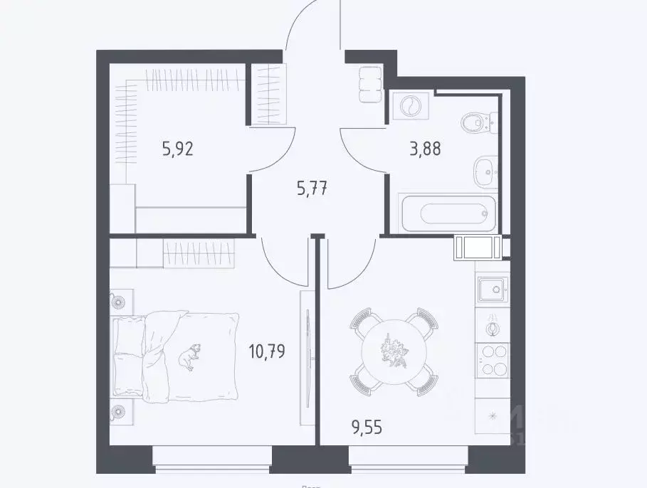1-к кв. Московская область, Люберцы городской округ, Мирный пгт ул. ... - Фото 2