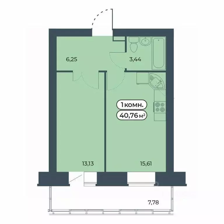 1-к кв. Красноярский край, Красноярск ул. Светлова, 25/1 (40.76 м) - Фото 1