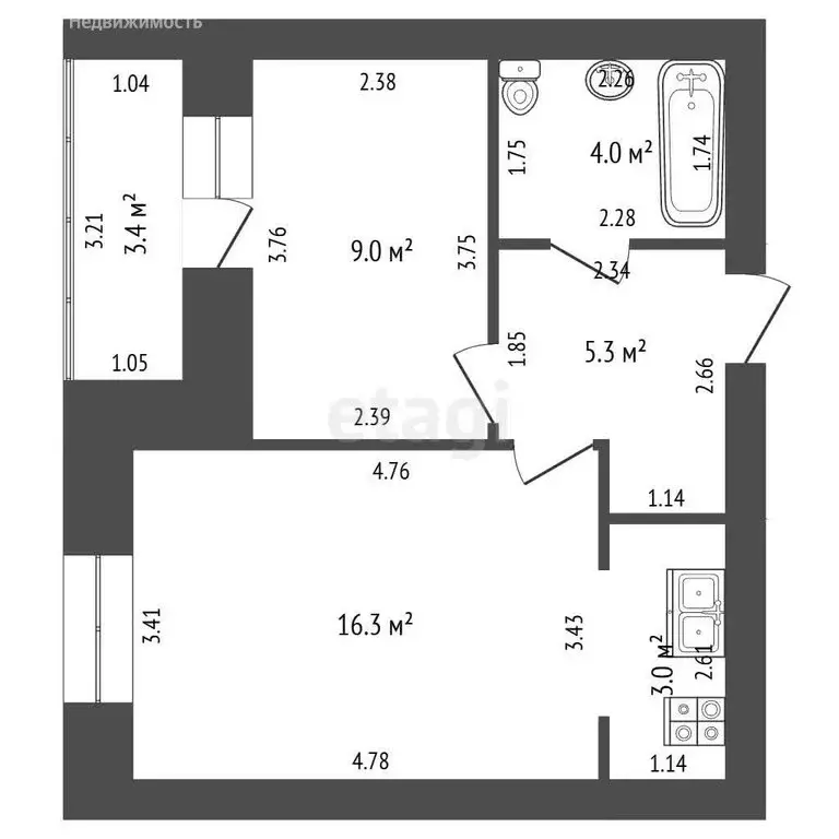 3-комнатная квартира: Стерлитамак, Вокзальная улица, 33 (84.6 м) - Фото 1