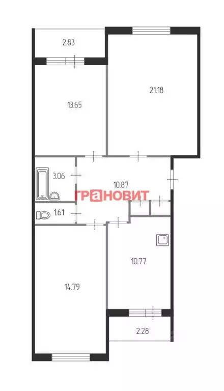 3-к кв. Новосибирская область, Новосибирск ул. Ивлева, 160 (78.5 м) - Фото 1