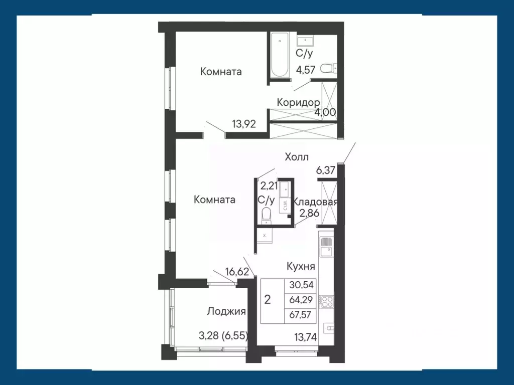 2-к кв. Ростовская область, Ростов-на-Дону Ривьера жилой квартал,  ... - Фото 1