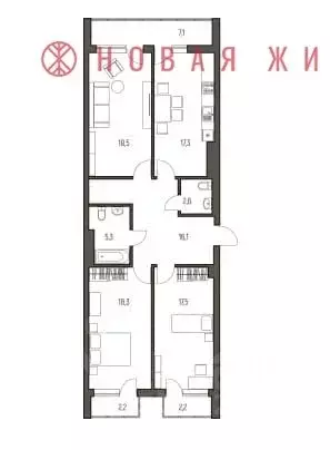 3-к кв. Самарская область, Самара Ново-Садовая ул., 106Гк1 (98.0 м) - Фото 2