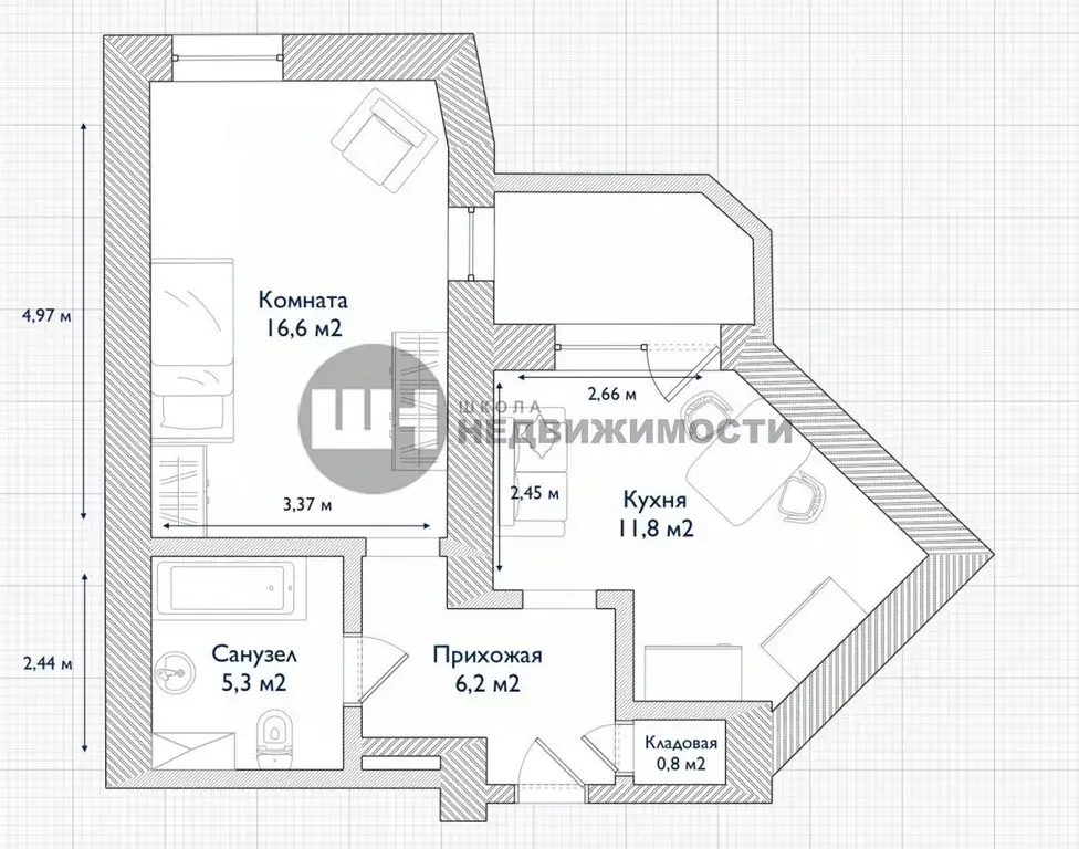 1-к кв. Санкт-Петербург Кондратьевский просп., 64К2 (42.3 м) - Фото 2