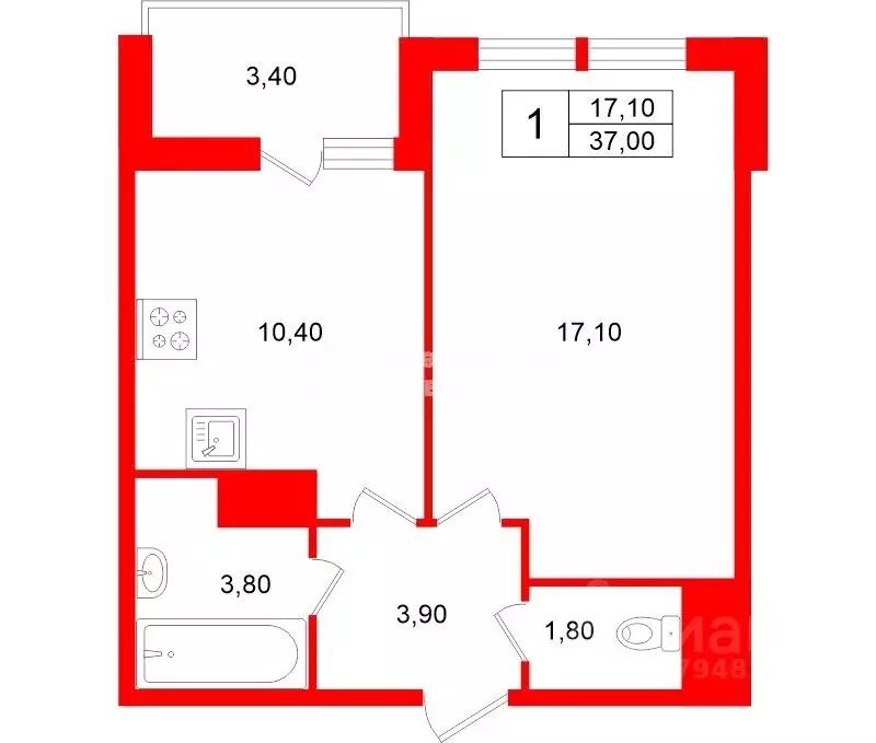 1-к кв. Санкт-Петербург 26-я Васильевского острова линия, 7 (37.0 м) - Фото 2