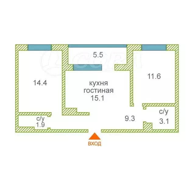 2-комнатная квартира: Тюмень, улица Сергея Свиридова, 7 (60.9 м) - Фото 0