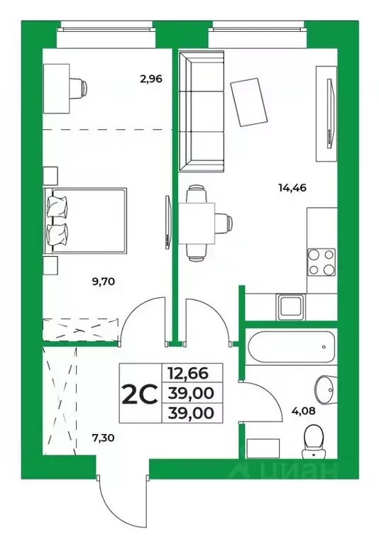 1-к кв. Башкортостан, Уфимский район, Зубовский сельсовет, с. Зубово ... - Фото 1