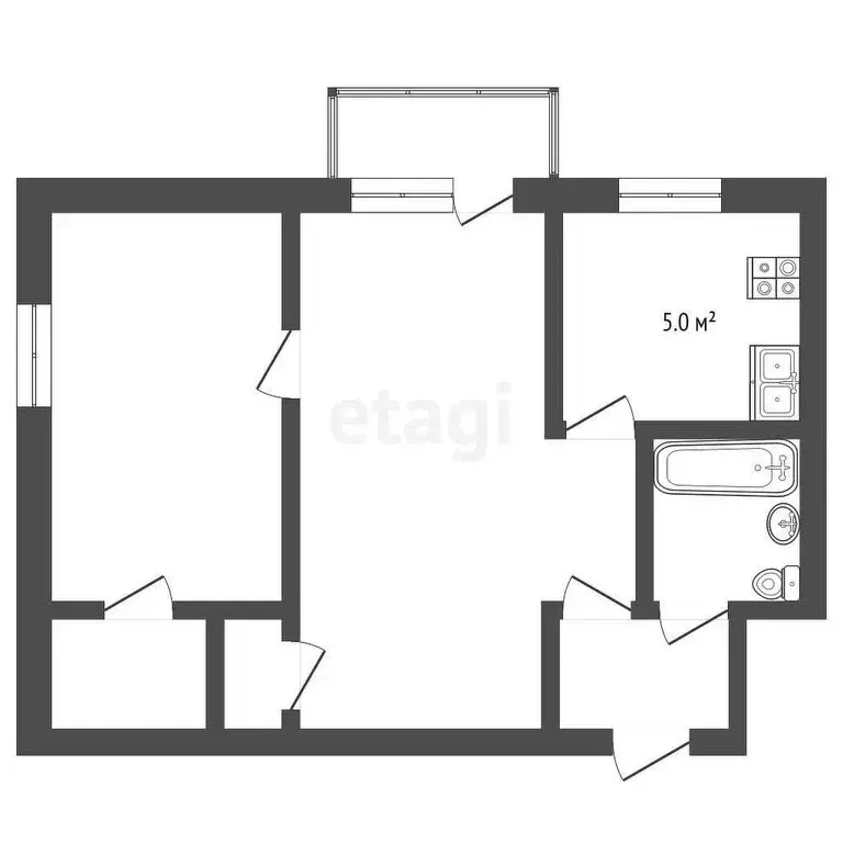2-комнатная квартира: Кыштым, улица Республики, 3 (41.2 м) - Фото 0