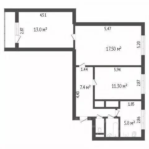 3-к кв. Ямало-Ненецкий АО, Новый Уренгой Мирный мкр, 2/4 (67.1 м) - Фото 1