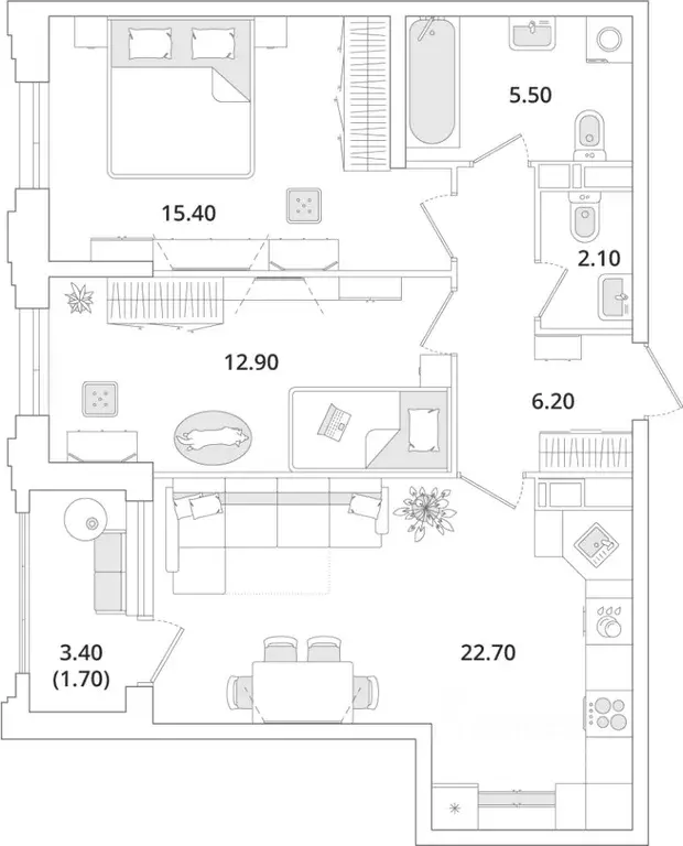 2-к кв. Санкт-Петербург Планерная ул., 99 (66.3 м) - Фото 0