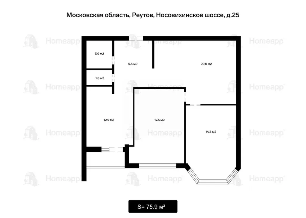 3-к кв. Московская область, Реутов Носовихинское ш., 25 (75.9 м) - Фото 2