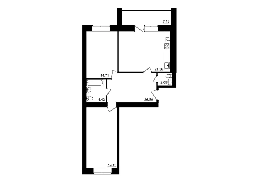 2-к квартира, 80.21 м - Фото 0