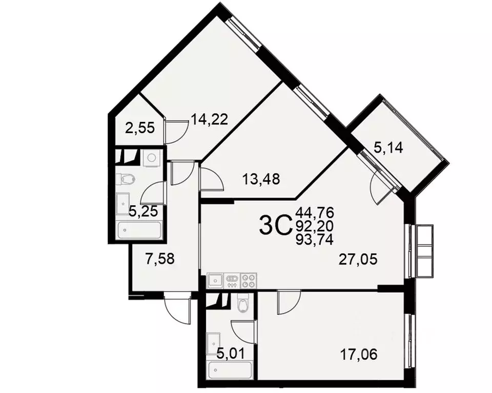 3-к кв. Тульская область, Тула Хлебная пл. (92.2 м) - Фото 0