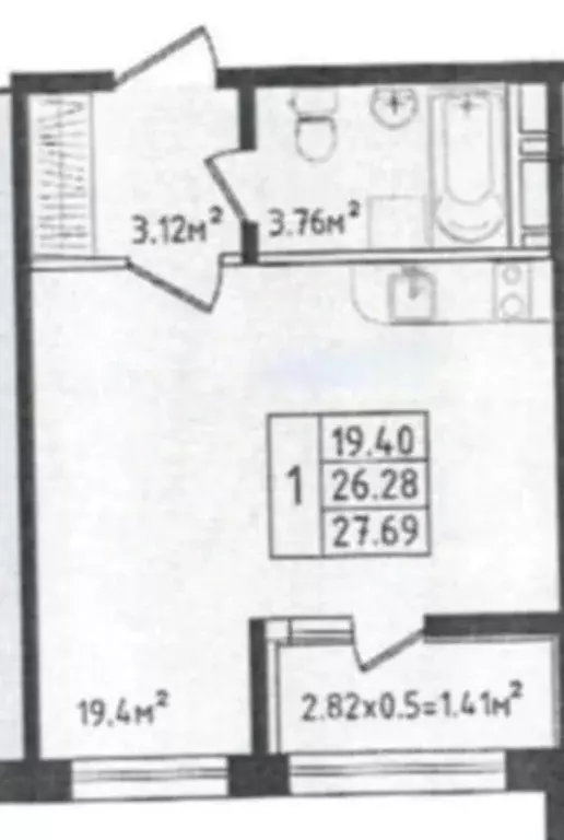 Студия Санкт-Петербург просп. Авиаконструкторов, 18К3 (27.69 м) - Фото 1