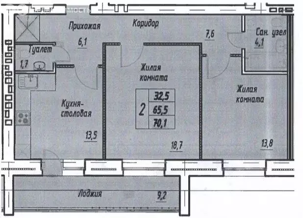 2-комнатная квартира: Орёл, Автовокзальная улица, 6 (65.5 м) - Фото 0