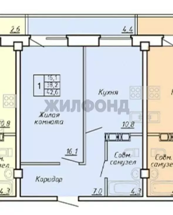 1-комнатная квартира: Абакан, Колхозная улица, 43 (42.6 м) - Фото 1