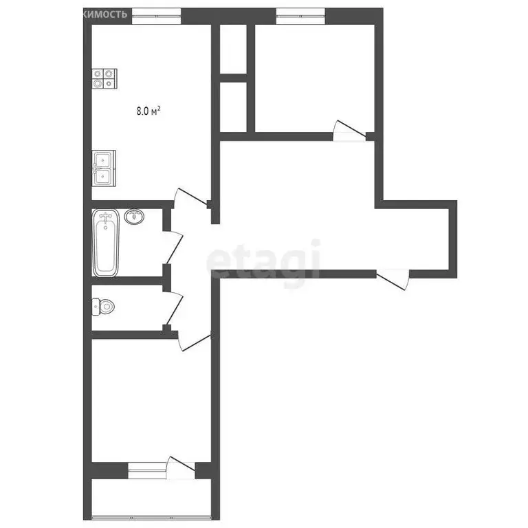 2-комнатная квартира: Евпатория, улица 60 лет ВЛКСМ, 41 (55.8 м) - Фото 1