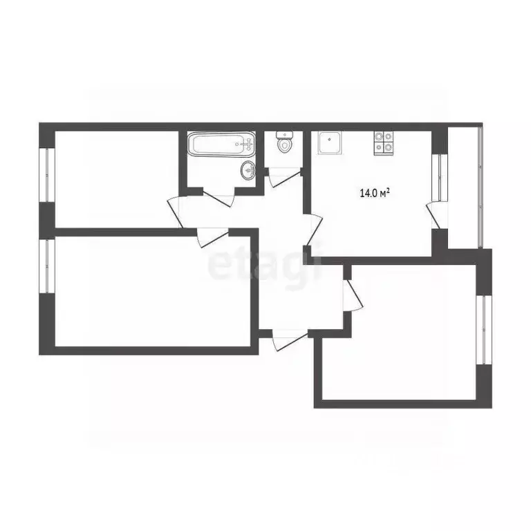 3-к кв. Тюменская область, Тюмень ул. Червишевский Тракт, 45к10 (76.7 ... - Фото 1