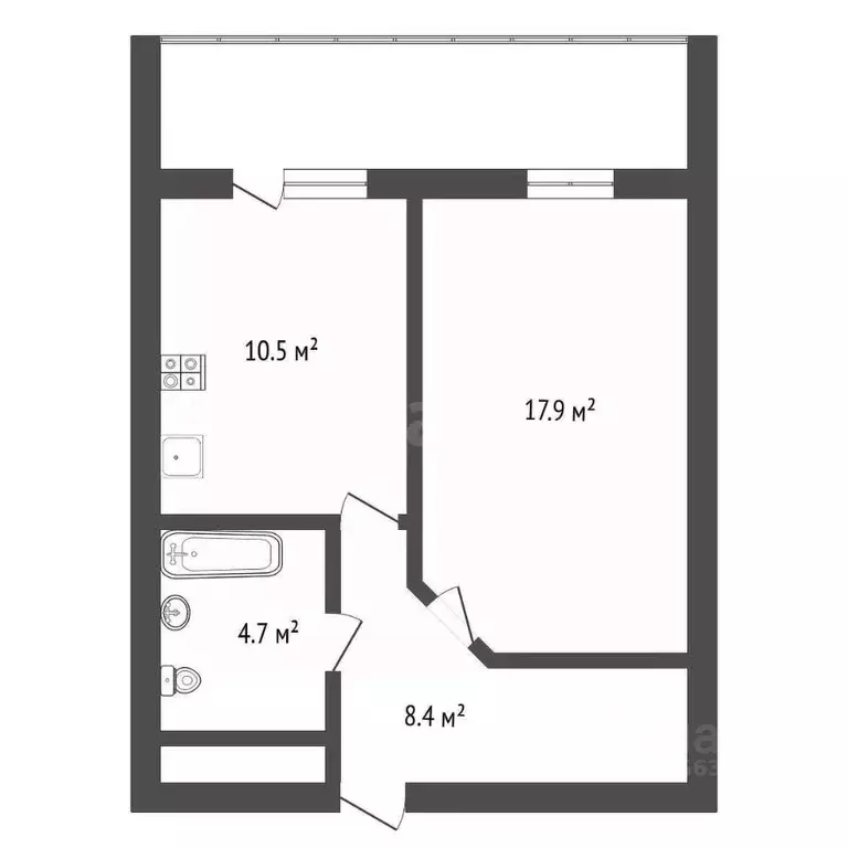 1-к кв. Воронежская область, Воронеж ул. Владимира Невского, 19 (50.5 ... - Фото 2