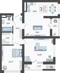 3-к кв. Краснодарский край, Сочи Бытха мкр, ул. Ясногорская, 16/2к3 ... - Фото 1