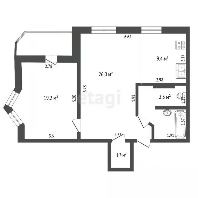 2-к кв. Орловская область, Орел ул. Латышских Стрелков, 45 (64.3 м) - Фото 2