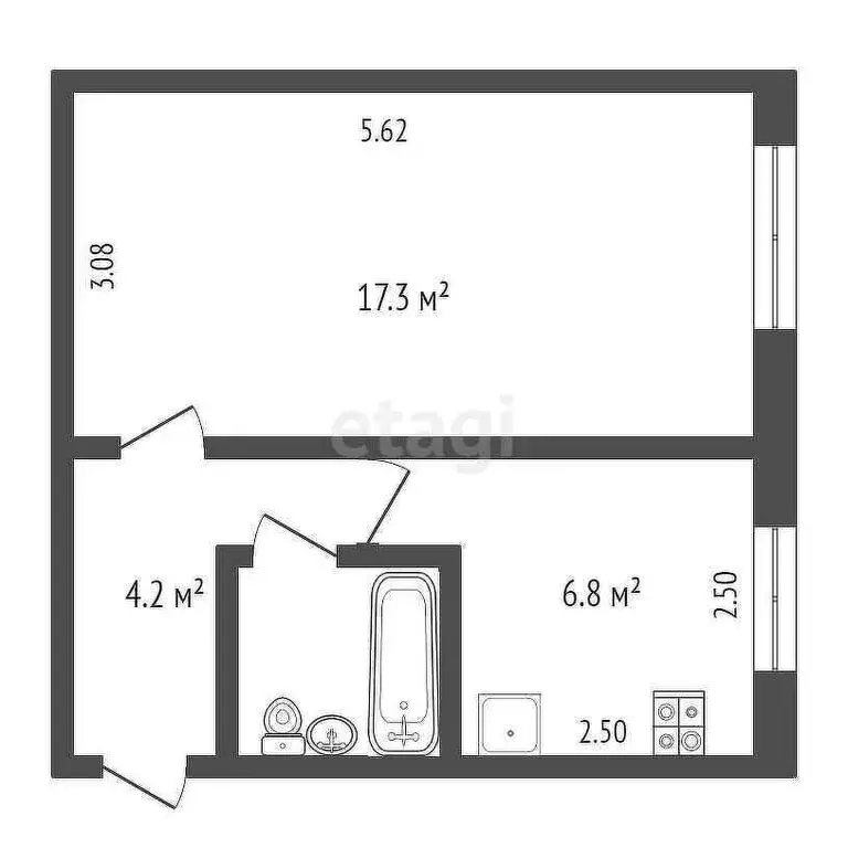 1-комнатная квартира: Омск, проспект Мира, 165В (31.1 м) - Фото 1
