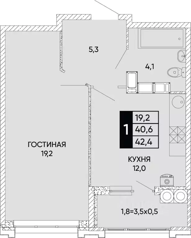 1-к кв. Ростовская область, Ростов-на-Дону Левобережье жилой комплекс ... - Фото 0