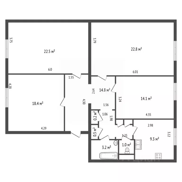 4-к кв. Санкт-Петербург ул. Типанова, 8 (107.5 м) - Фото 2