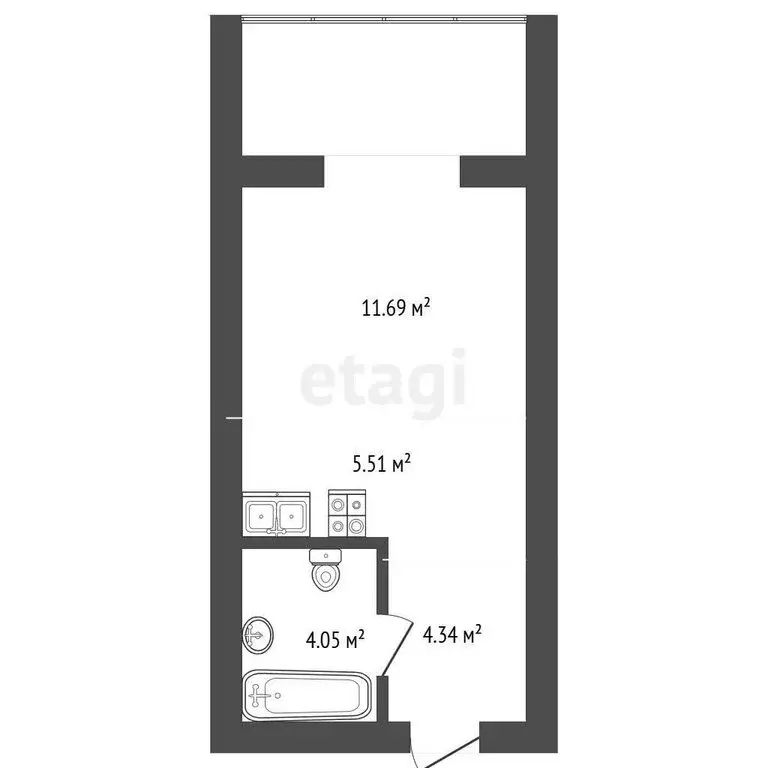 Квартира-студия: Кисловка, микрорайон Левобережный, улица Василия ... - Фото 0