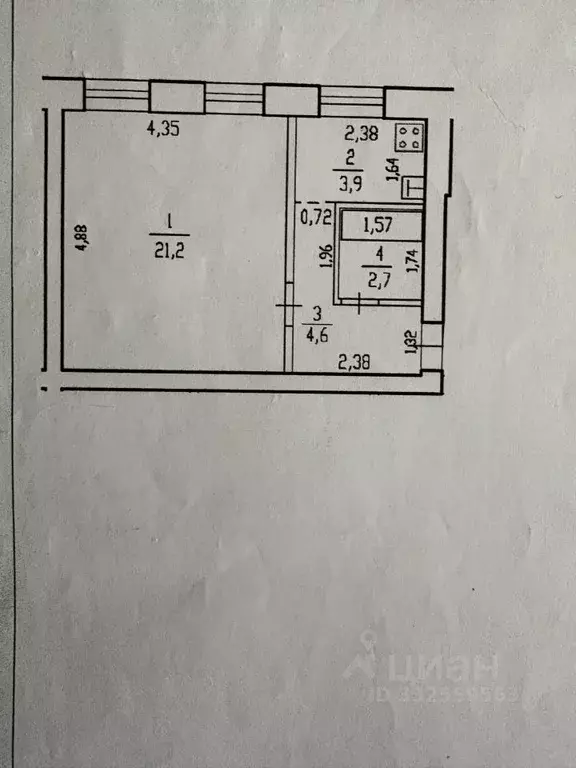 1-к кв. Башкортостан, Уфа бул. Тухвата Янаби, 75 (32.4 м) - Фото 1