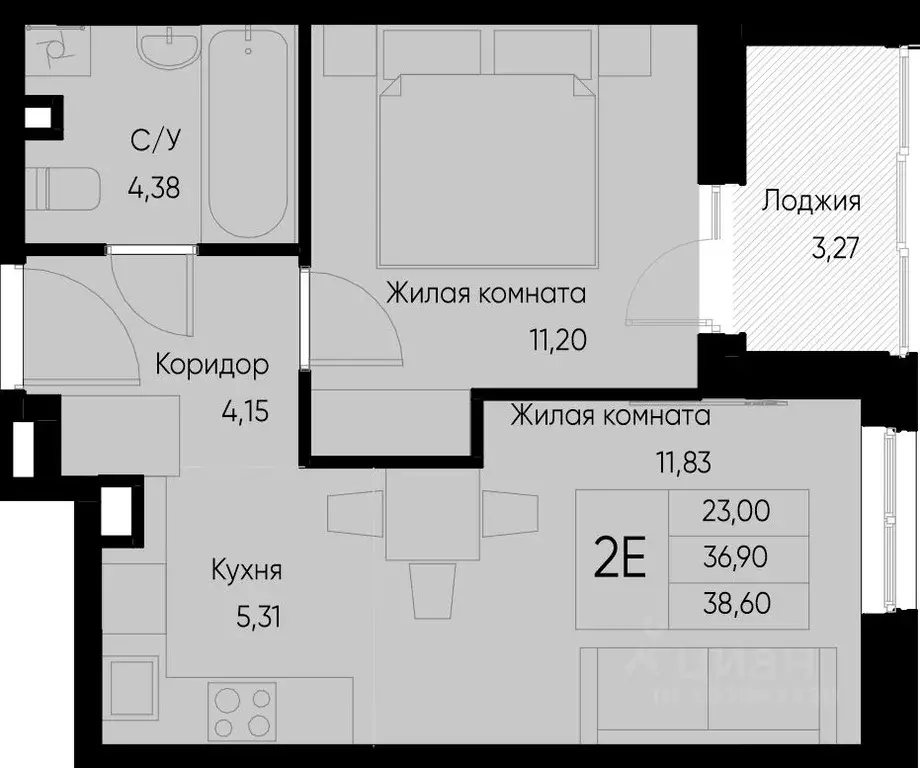 2-к кв. Татарстан, Зеленодольский район, Васильево муниципальное ... - Фото 0