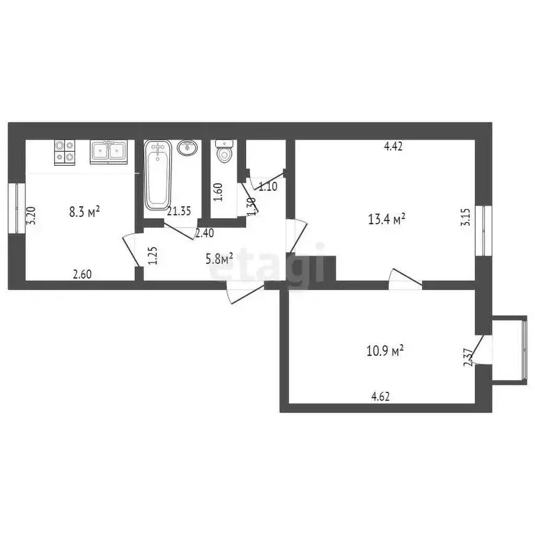 2-комнатная квартира: Майский, улица 9 Мая, 83 (42.9 м) - Фото 0