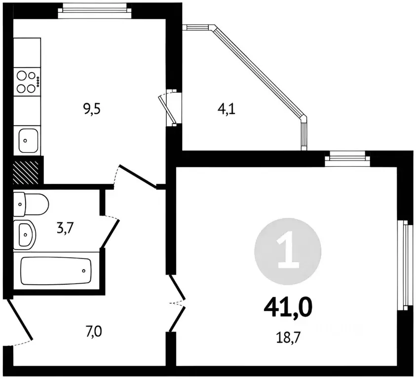 1-к кв. Ростовская область, Ростов-на-Дону просп. Солженицына (43.0 м) - Фото 2