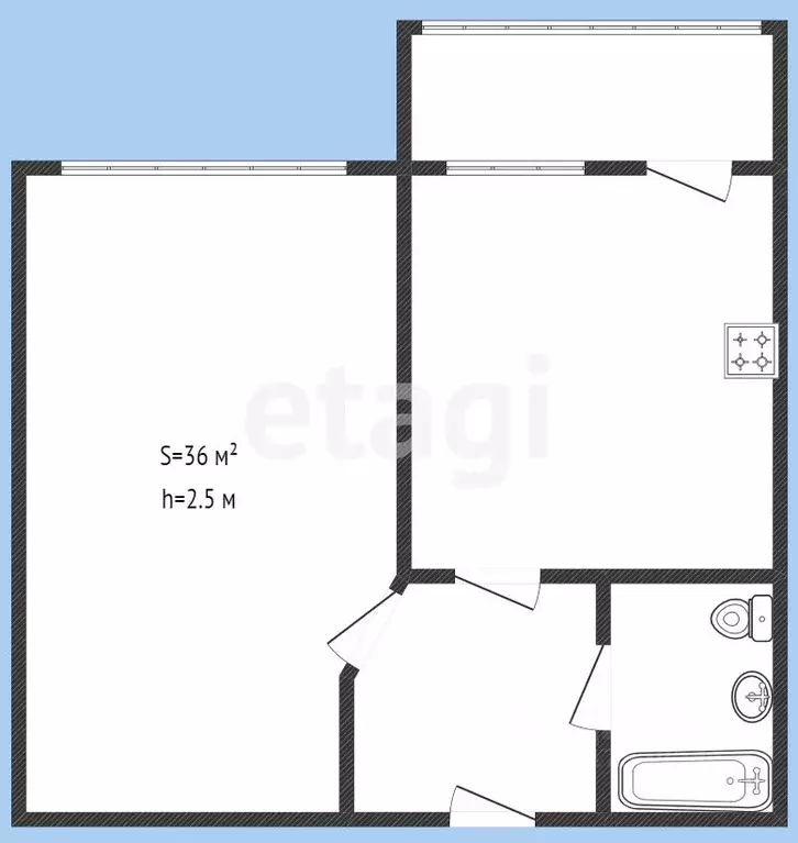 1-к кв. Краснодарский край, Краснодар Московская ул., 140Г (36.0 м) - Фото 2