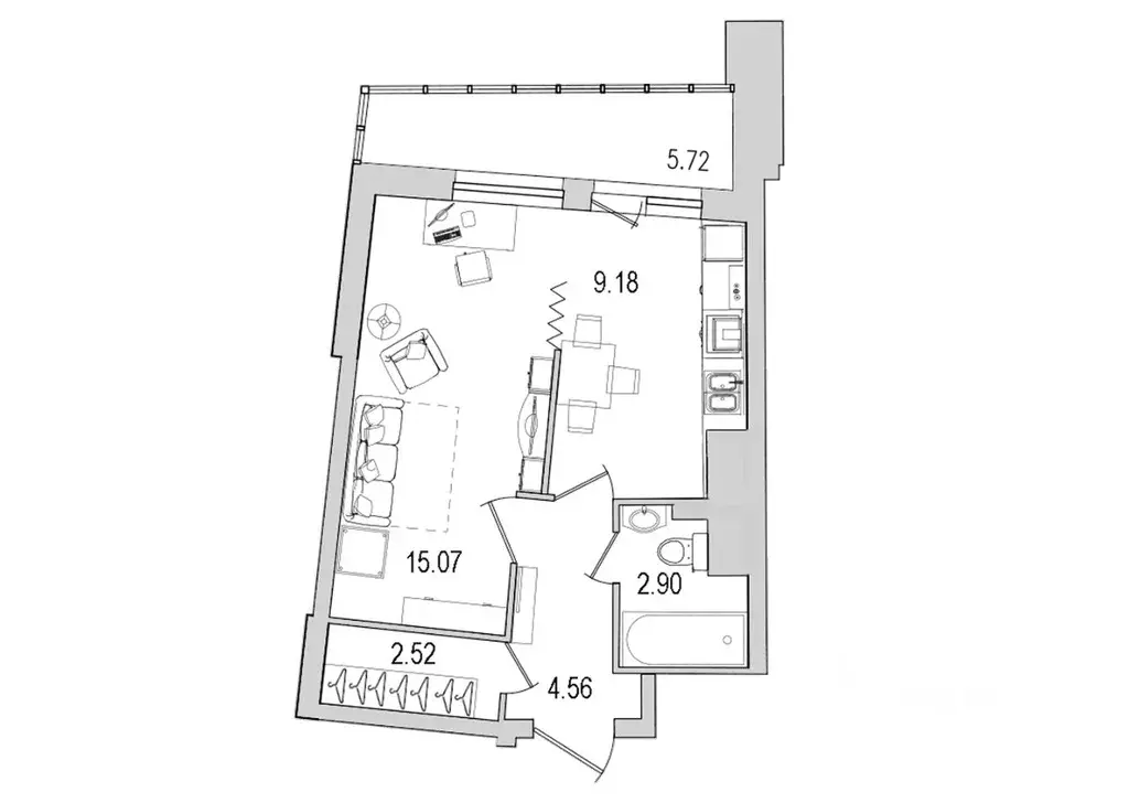 1-к кв. Санкт-Петербург ул. Кустодиева, 5к1 (39.9 м) - Фото 2