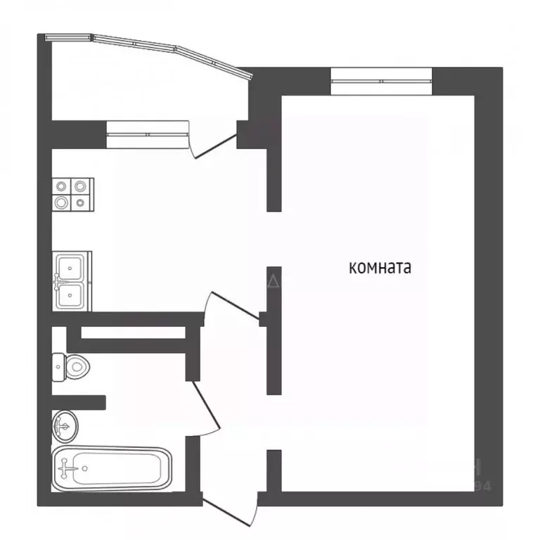 1-к кв. Тюменская область, Тюмень ул. Федюнинского, 58к1 (40.9 м) - Фото 1