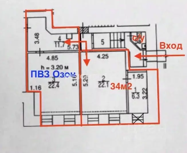 Помещение свободного назначения в Москва Казарменный пер., 8С2 (34 м) - Фото 1