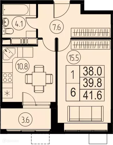 Продаётся 1-к квартира, 39.8 м - Фото 0
