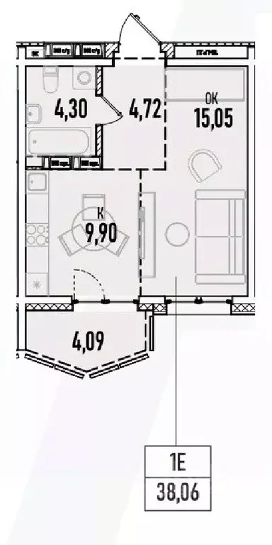 1-к кв. Иркутская область, Иркутск Донская ул. (38.06 м) - Фото 0