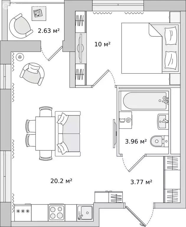 1-комнатная квартира: Мурино, улица Шоссе в Лаврики, 51 (37.8 м) - Фото 0